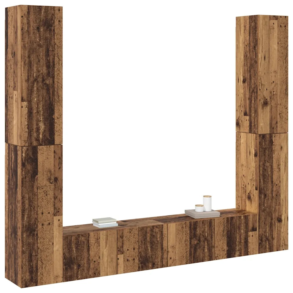 Mobili TV a Parete 6 pz Legno Vecchio Legno Multistrato 3328985