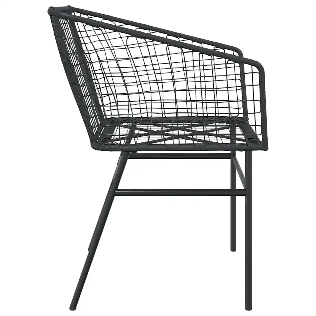 Sedie da Giardino Set 2 pz | Sedie da Esterno Polyrattan Nero