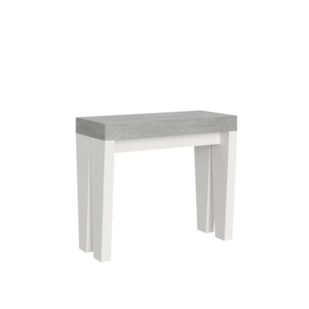 Consolle allungabile 90x40/196 cm Spimbo Mix Small piano cemento - struttura bianco frassino