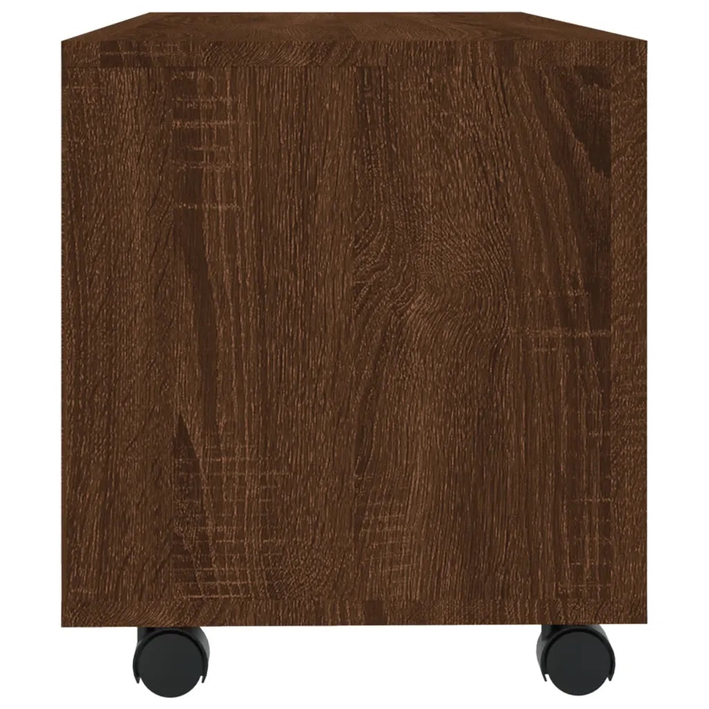 Mobile TV con Ruote Rovere Marrone 90x35x35cm Legno Multistrato 815260
