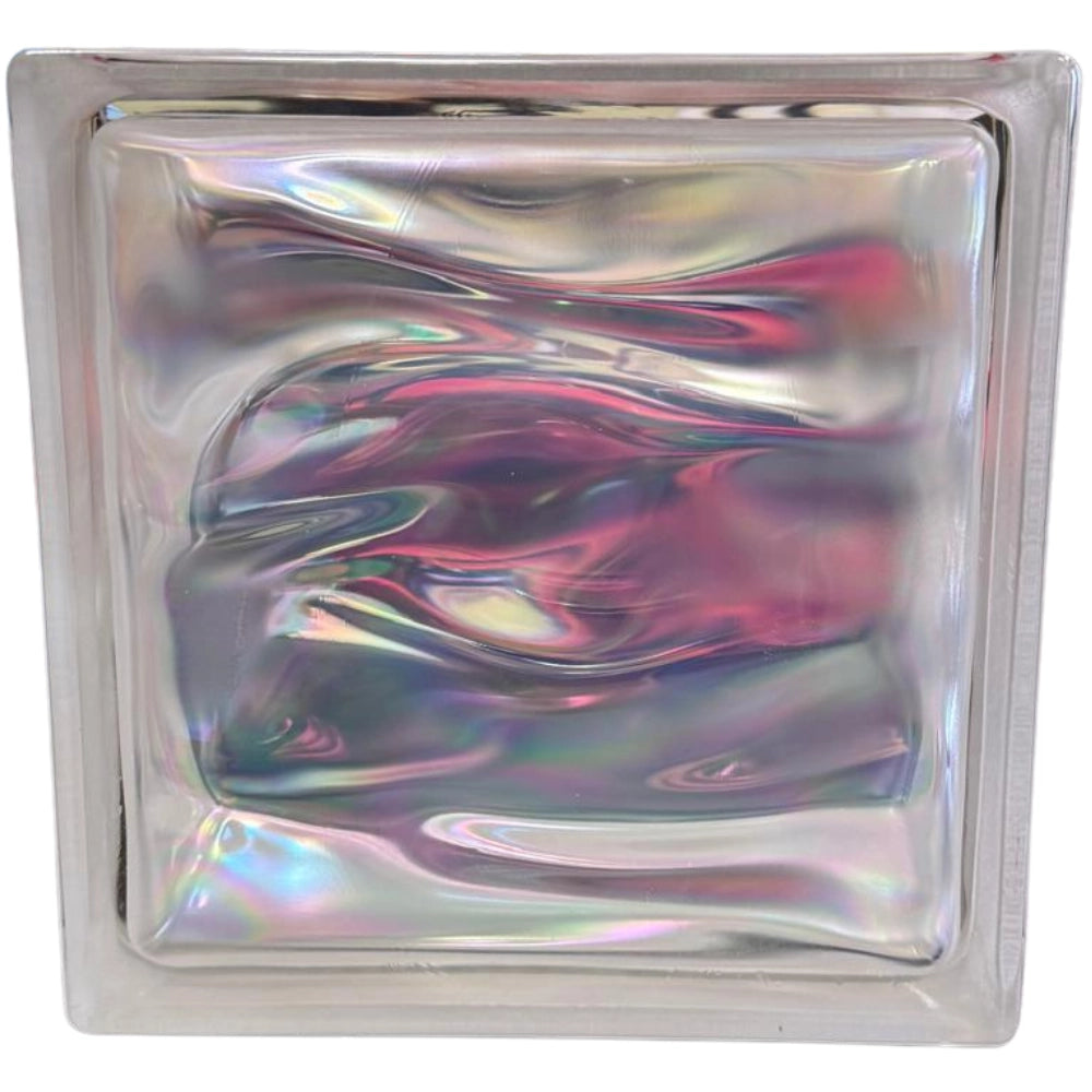 Vetromattone ondulato modello agua diffusione luminosa 190 x 190 x 80 mm *** colore- perlato, confezione 1