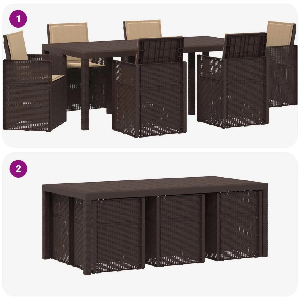 Set da Pranzo per Giardino 7 pcs Marrone e Tortora PP 3430077