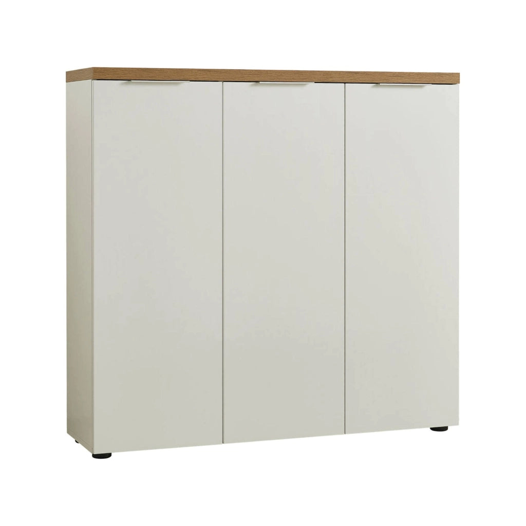 Mobile Portascarpe Aspidistra, Scarpiera 30 Paia Made in Italy, 122x34x115h cm Bianco Lucido