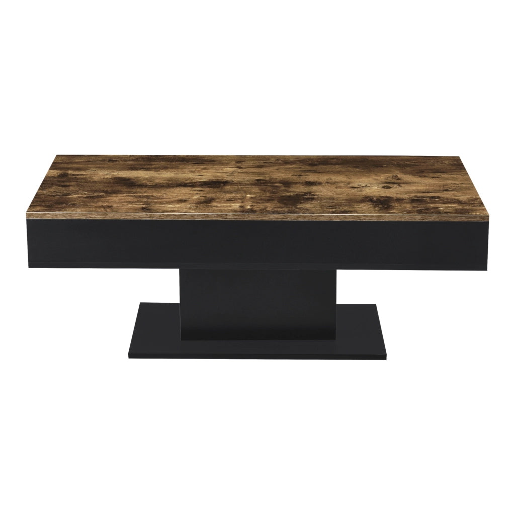 Tavolino da Salotto Lünen con Piano Scorrevole 40 x 110 x 60 cm Nero / Effetto Legno Scuro [en.casa]