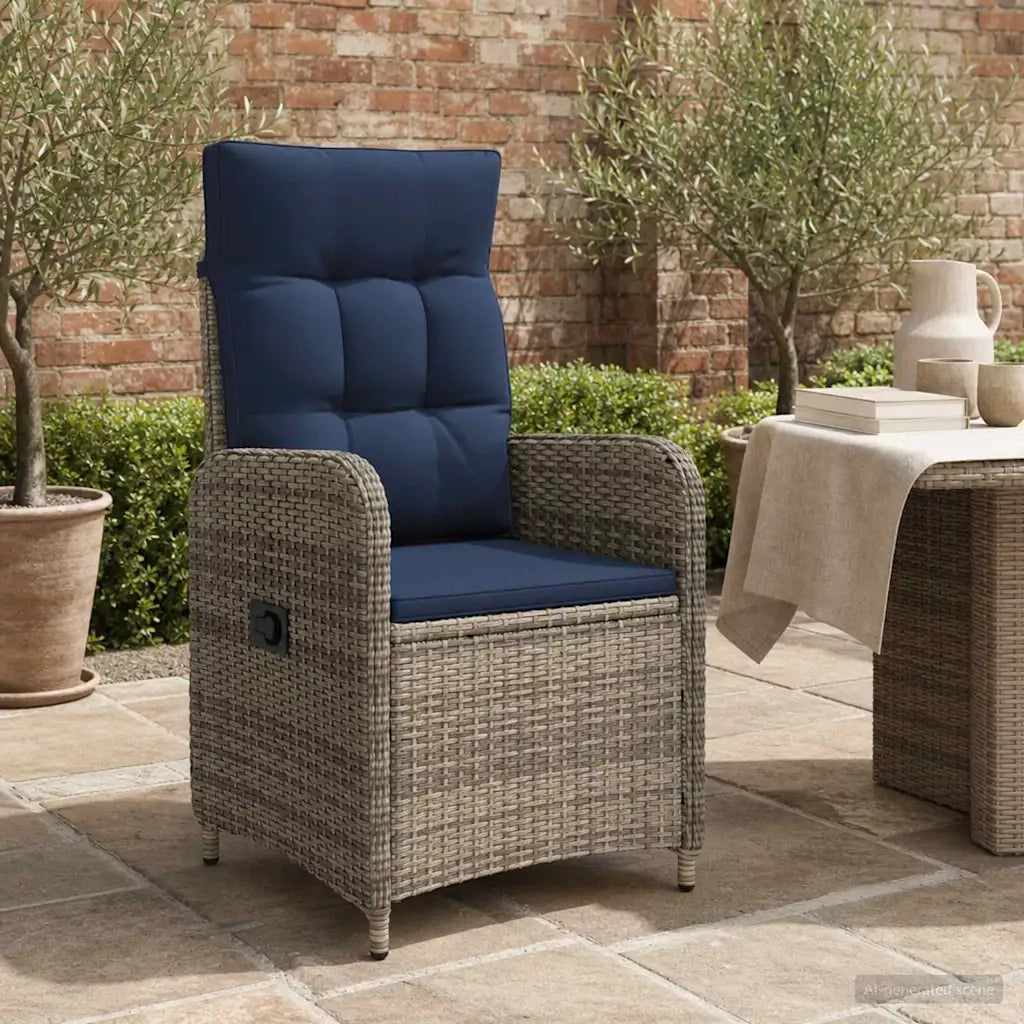 Sedia da giardino reclinabile Grigio e Blu Navy 42027158