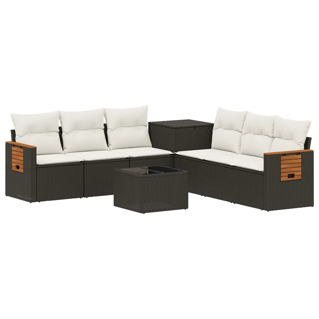 Set di divani 8 pz Nero e Bianco Crema 3448579