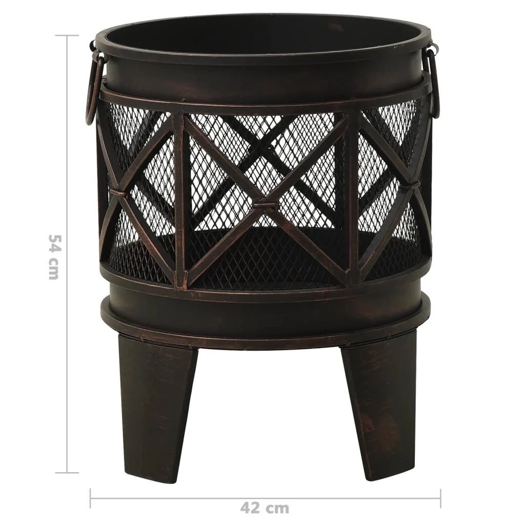 Braciere rustico con attizzatoio φ42x54 cm acciaio 02_0005909