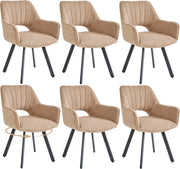 GrandCA HOME set di 6 Sedia da pranzo girevole a 360° con braccioli,sedia da cucina moderna,con gambe in metallo,ideale per cucine,sale da pranzo e camere da letto-Marrone chiaro