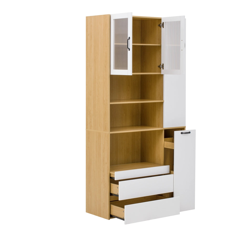 Libreria Alta con Ripiani Regolabili e Cassetti ¨C MINIMAL ¨C Bianco e Naturale
