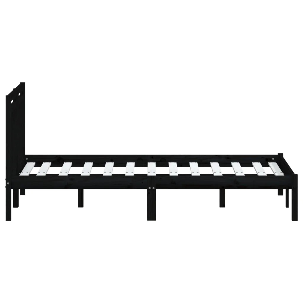 Giroletto-Struttura Letto Nero in Legno Massello di Pino 140x190 cm 639908