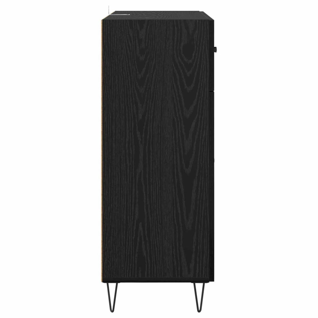 Credenza | Madia | Buffet da pranzo | Armadio da pranzo Rovere Nero 69,5 x 34 x 90 cm Legno multistrato