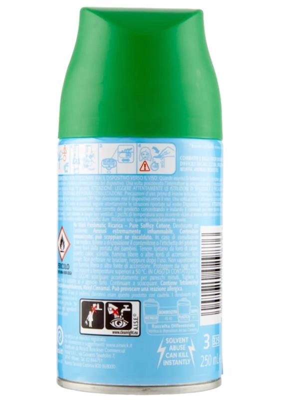 AIR WICK PURE FRESHMATIC RICARICA SPRAY AUTOMATICO POTERE NEUTRALIZZA ODORI FRAGRANZA SOFFICE COTONE FINO A 70 GIORNI 250 ML