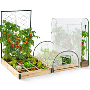 IDMarket - Kit completo di 3 vasche modulari per orto e serra di pomodori + traliccio + copertura