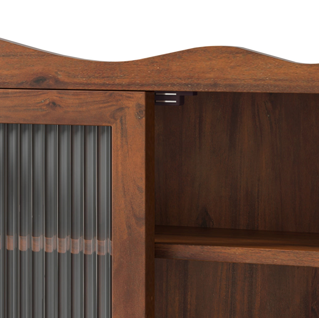 Mobile contenitore in legno e vetro marrone, 100 x 20 x 80 cm