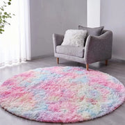 Tappeto a basso pelo per soggiorno morbido - 150 cm, tappeto per pavimento arcobaleno