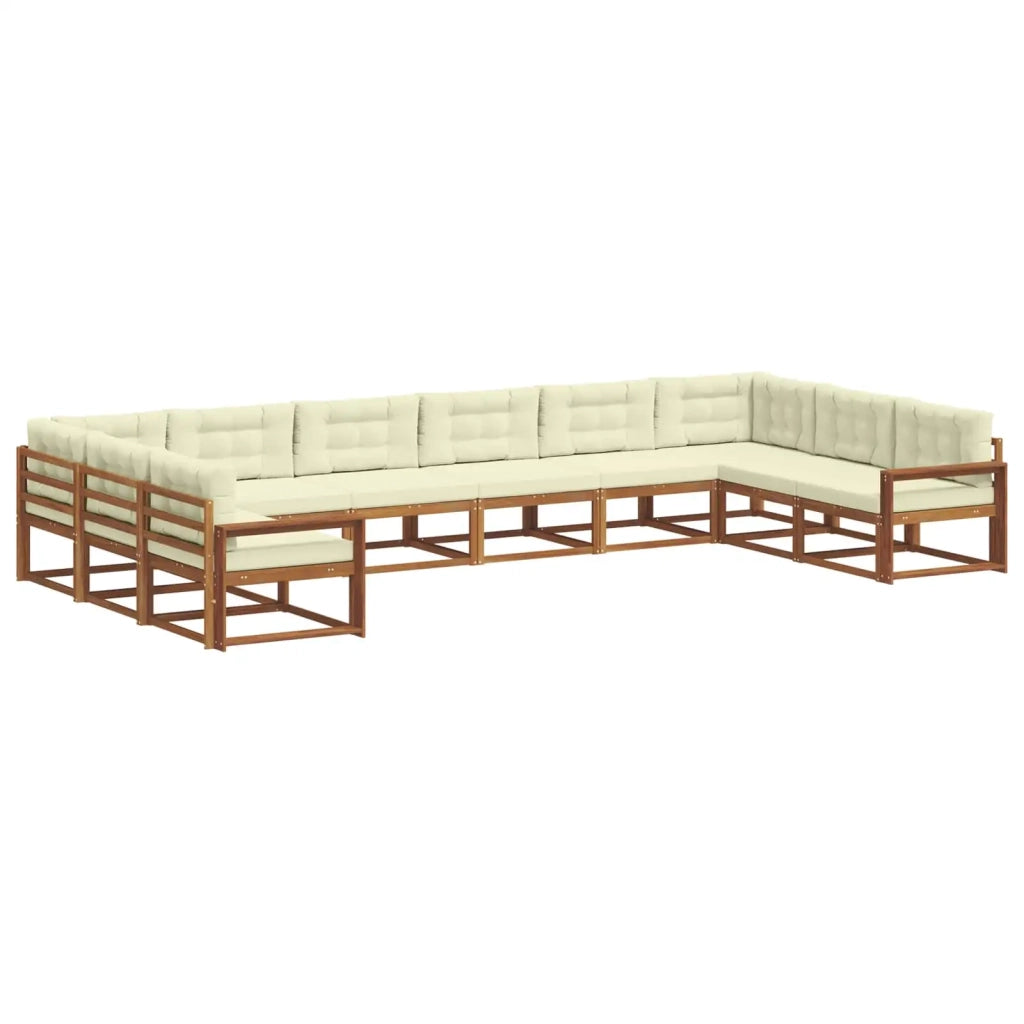 Set di divani da esterno con cuscino 10 pcs Naturale e Crema