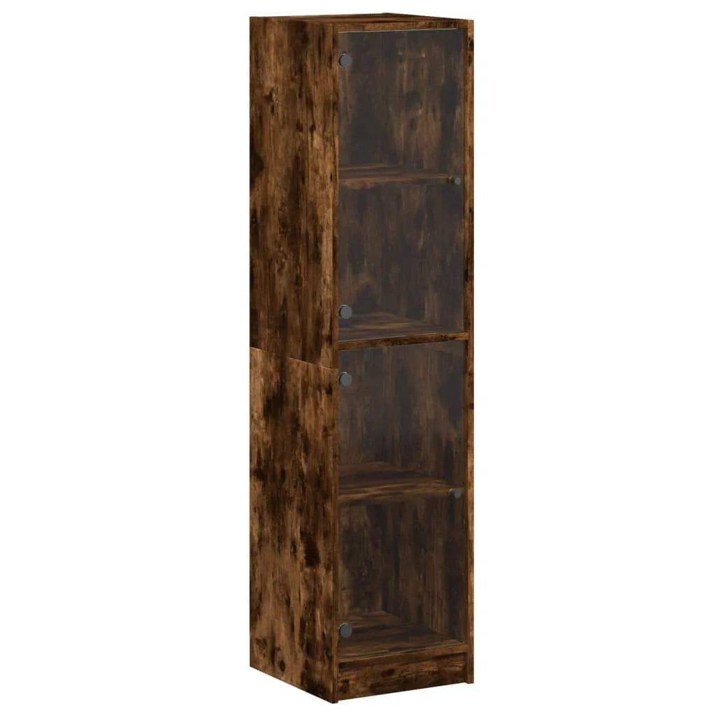 Credenza cassettiera armadio mobile contenitore organizer per cucina soggiorno salotto con ante in vetro 35 x 37 x 142 cm marrone 02_0030112