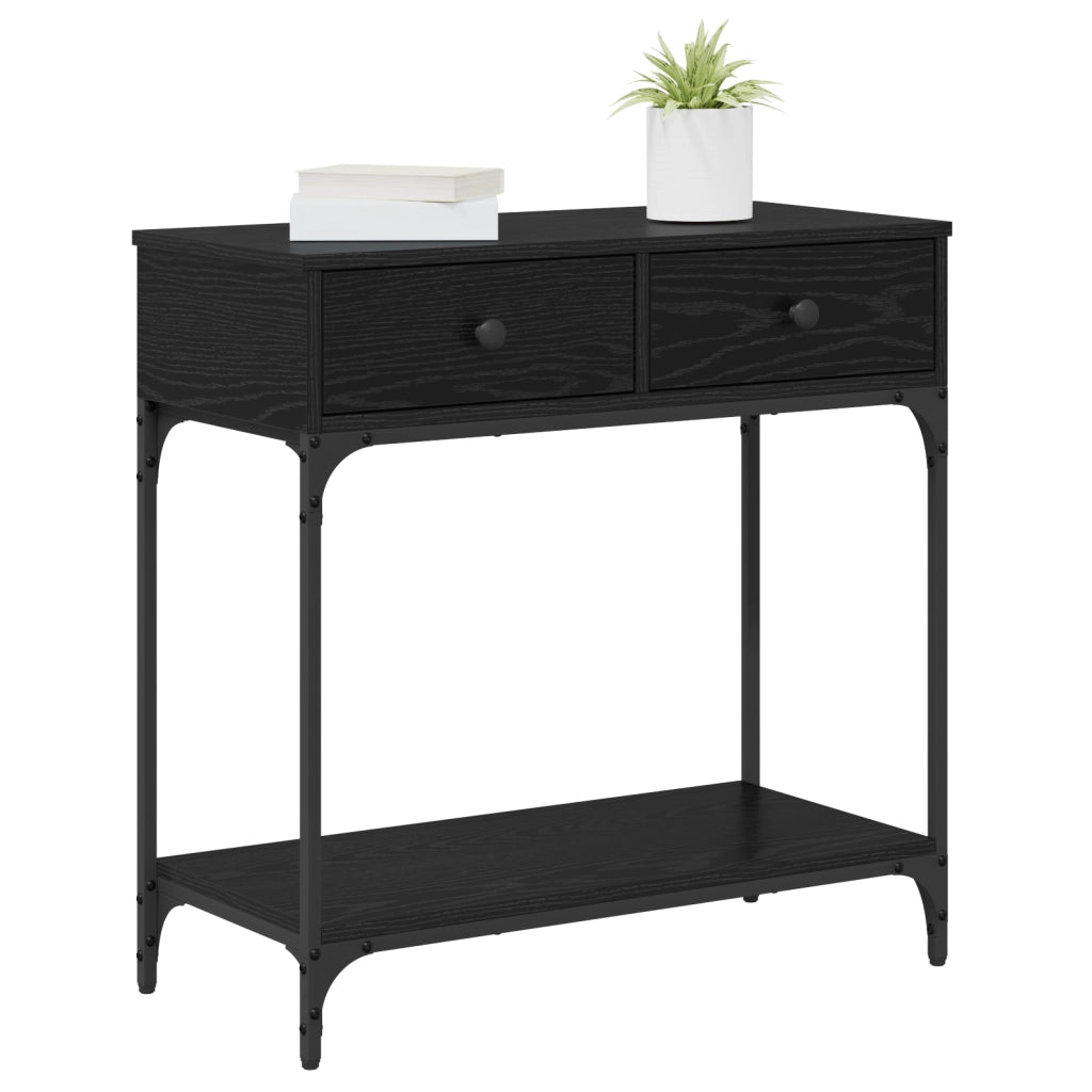 Tavolino Console Rovere Nero 75x34.5x75 cm Legno Ingegnerizzato
