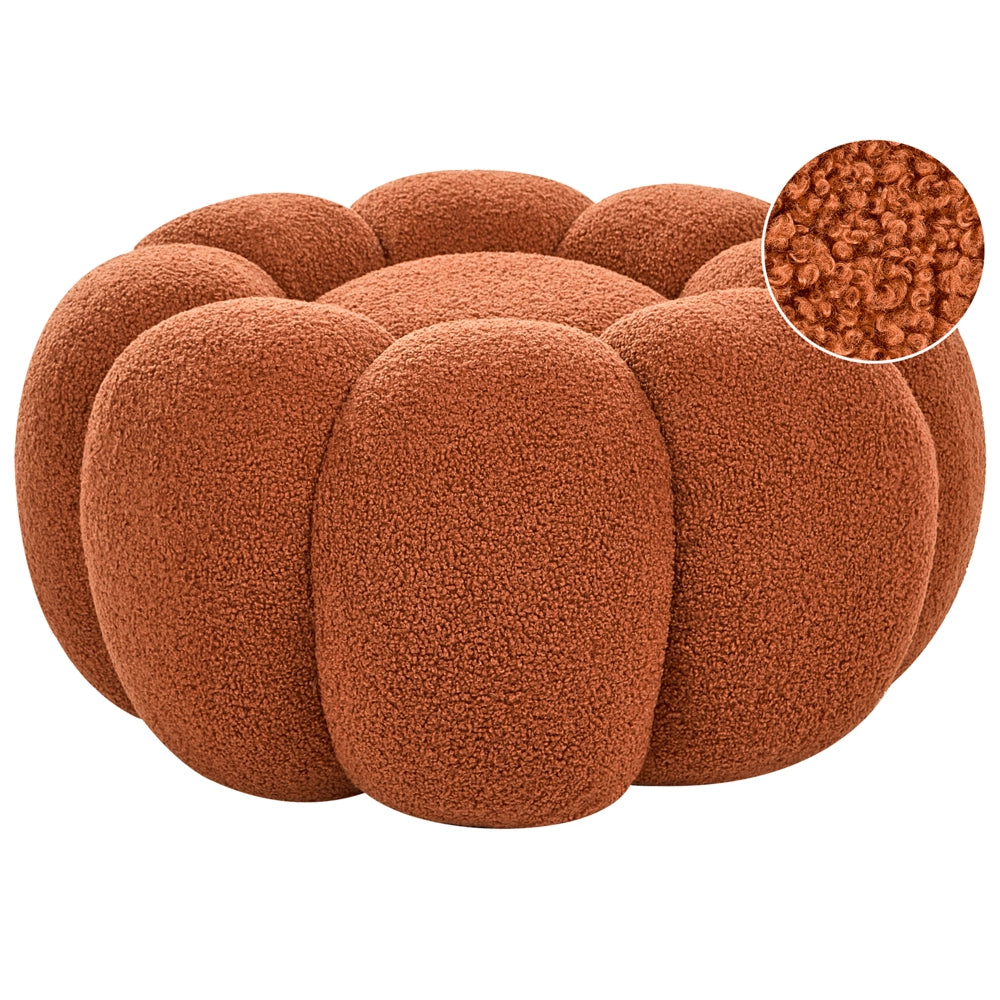 Pouf poggiapiedi moderno rotondo grande in tessuto boucle Marrone Soggiorno moderno Camera da letto