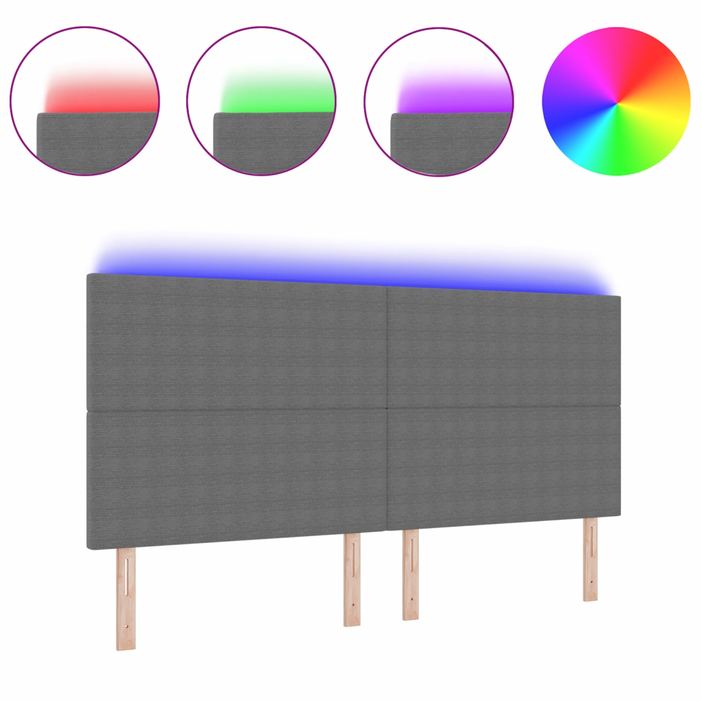 Testata LED Grigia 100 cm in Tessuto Corduroy di