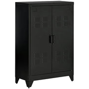 ARMADIETTO METALLICO A 2 ANTE IN STILE INDUSTRIALE PER CASA E GARAGE, 75X33X110 CM, NERO