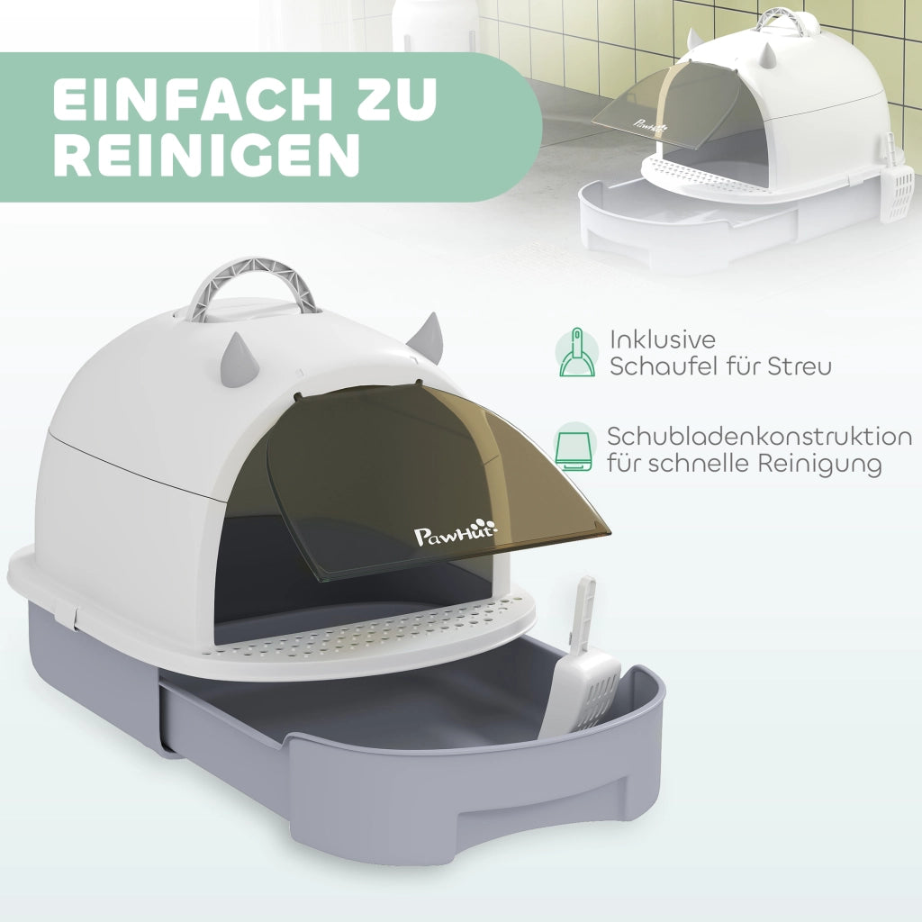 Casetta per Gatti con Coperchio e Cassetto ¨C Zephmum ¨C Grigio 40.5x52x39 cm