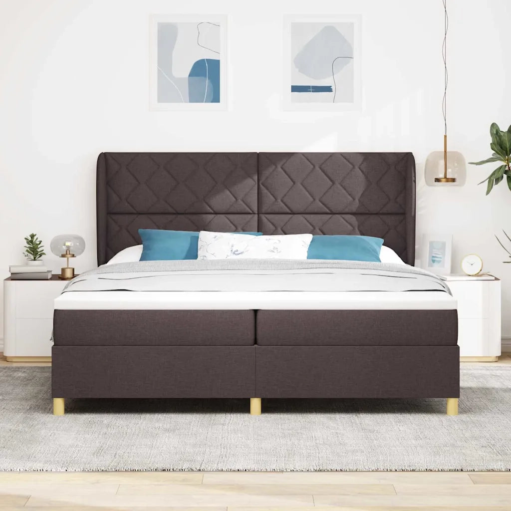 Letto a molle con materasso Marrone Scuro 200 x 200 cm Tessuto 3340840