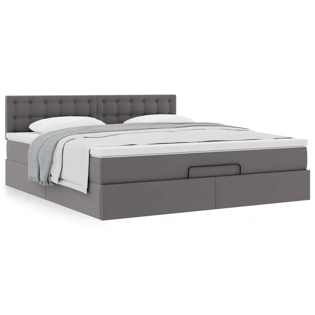 Struttura Letto Pouf con Materasso Grigio 180x200 cm Similpelle 3311321