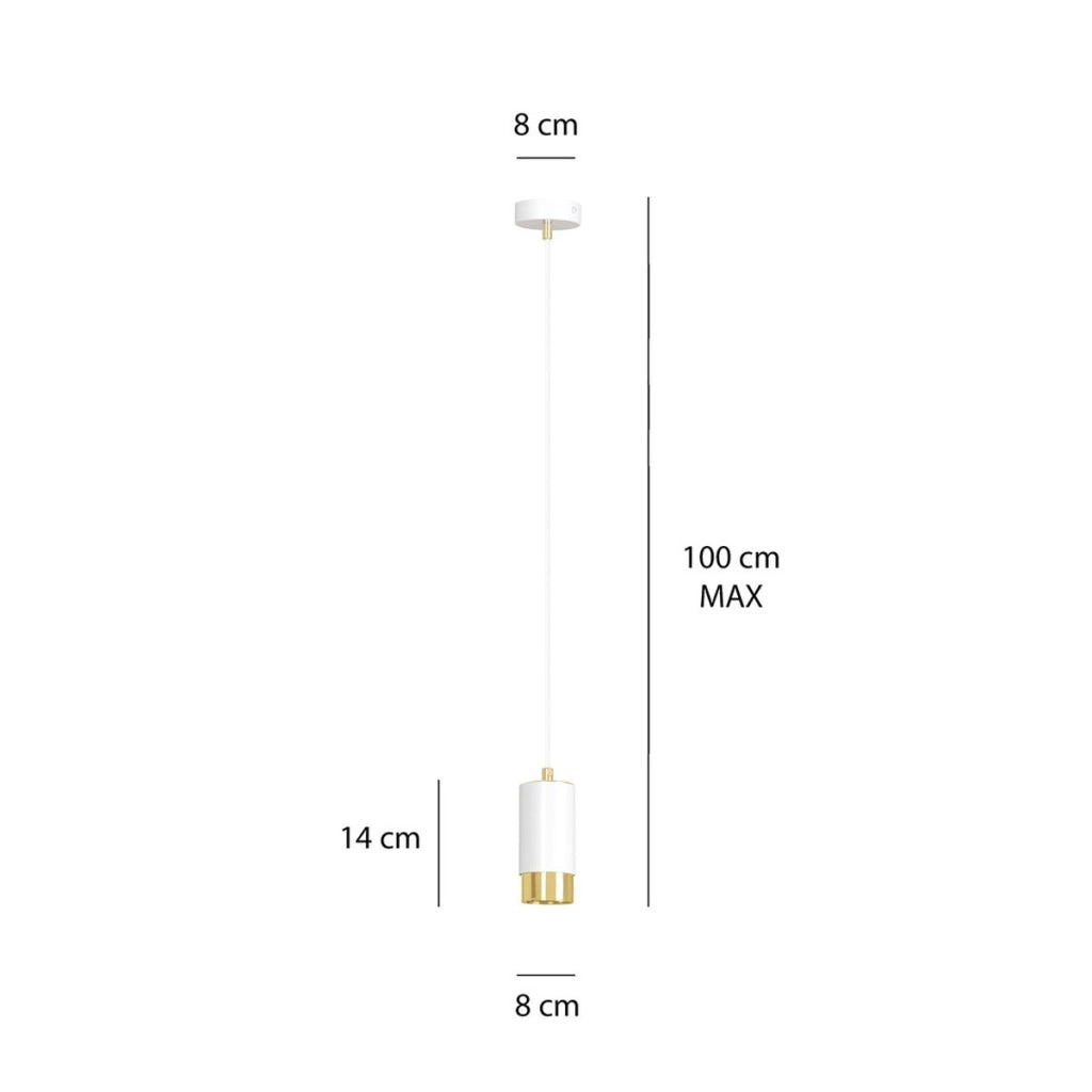 Lampada a sospensione Fumiko in acciaio bianco e oro