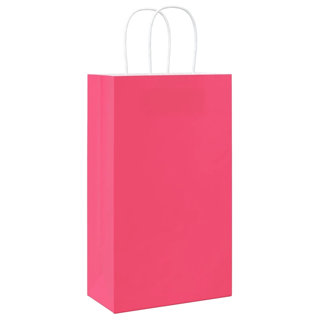 vidaXL Sacchetti di Carta 250 pz con Manici Rosa 21x11x36 cm