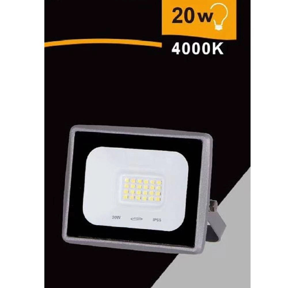 Trade Shop - Faretto Led Faro 20 W 1800 Lm Ip65 Grigio Luce Calda Fredda Naturale Ek02-20w-g -