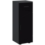 kleankin Mobiletto Bagno in Truciolato con Cassetto e Armadietto a 2 Livelli Regolabili, 30x30x82 cm, Nero e Grigio