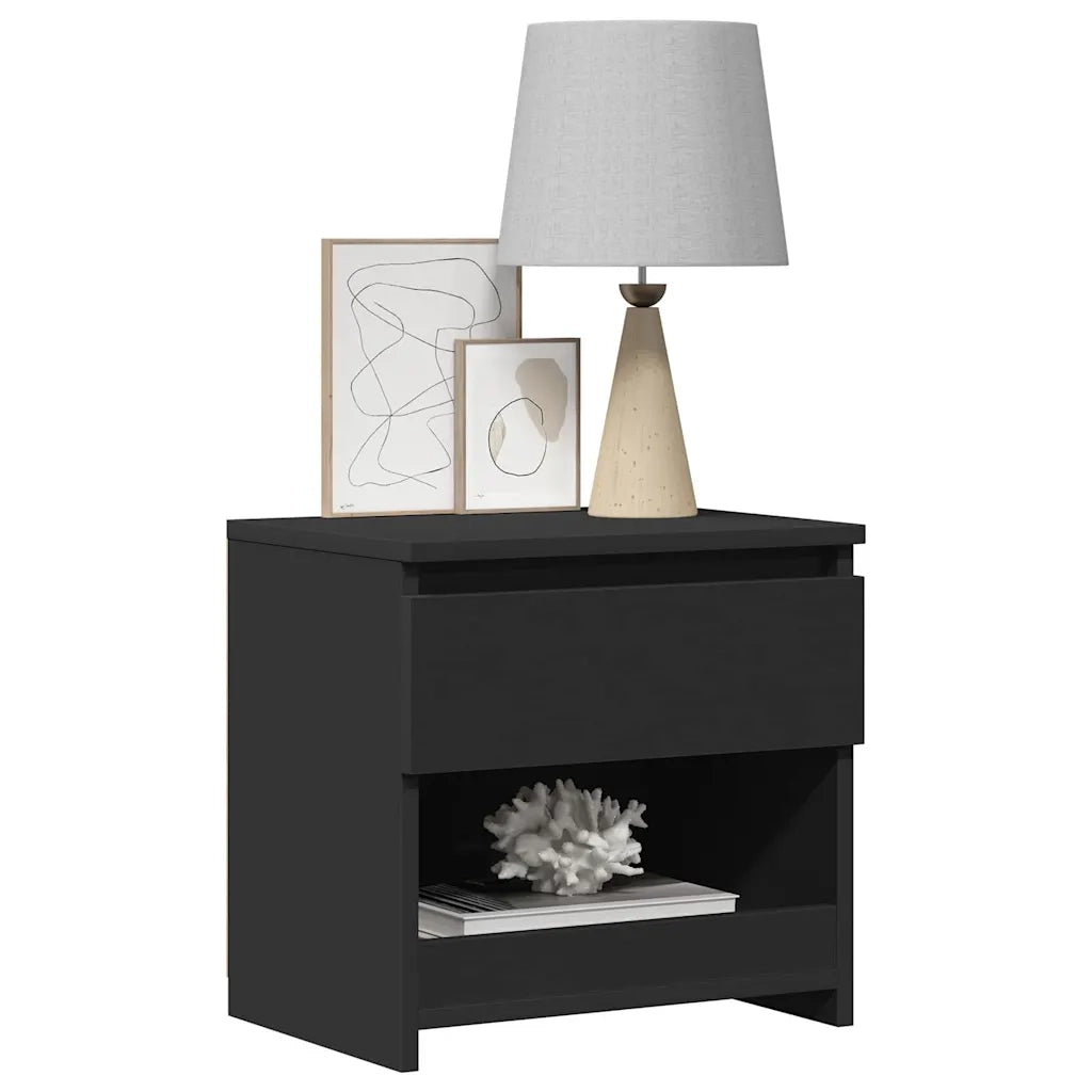 Comodino Nero 40x30x39 cm in Legno Multistrato 803445