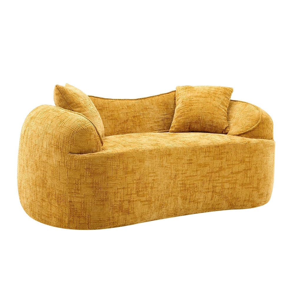Canap¨¦ due posti curvato giallo - Xylo - Accoudoirs, compressibile, nessun montaggio