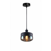 Trade Shop - Lampadario A Sospensione Vintage Da Soffitto E27 Nero Vetro Effetto Ambrato Lp13 -
