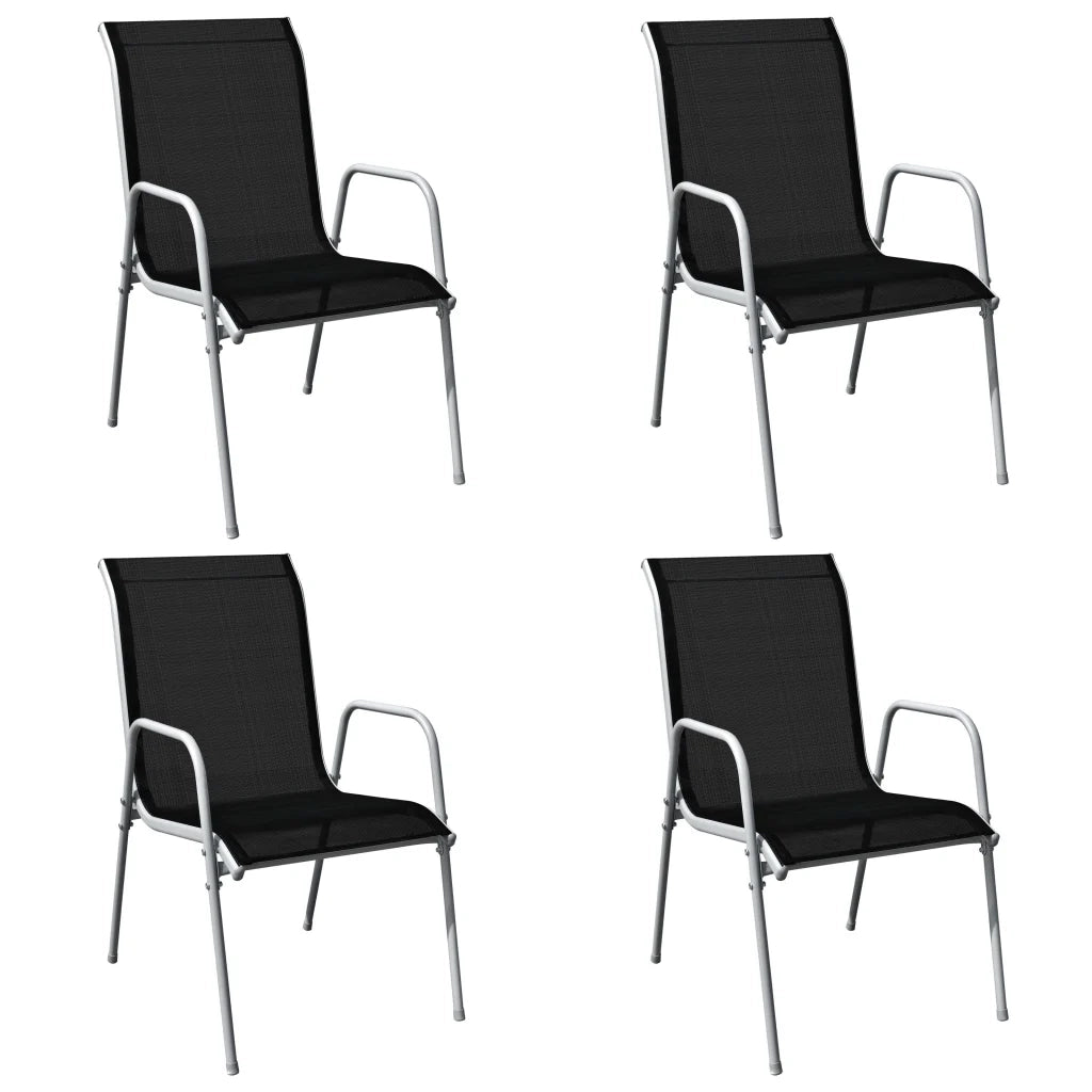Set da Pranzo da Esterno 5 pz in Acciaio Nero 43317