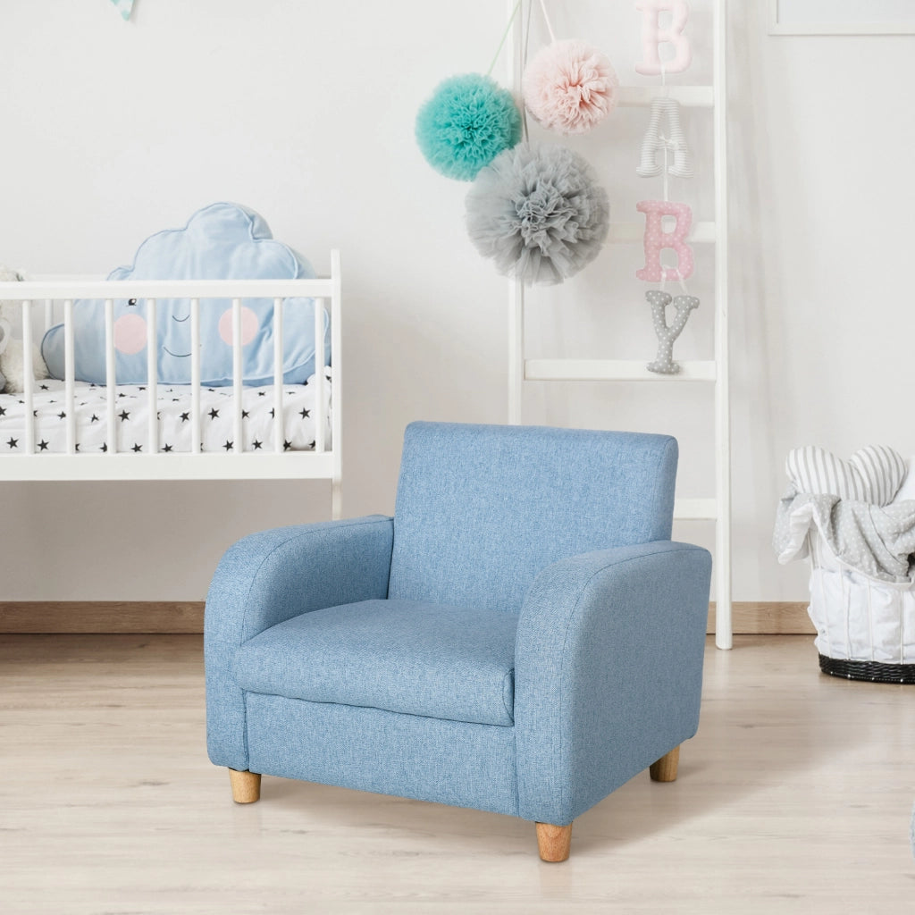 Poltrona per Bambini in Tessuto per Cameretta con Imbottitura, Max. 65 kg, 49x45x44 cm, Blu