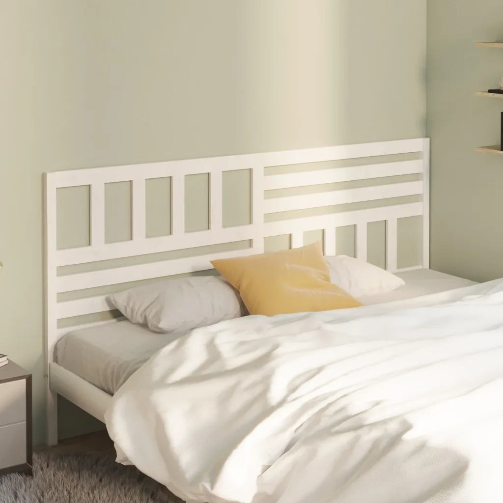 Testiera | Testata per Letto Bianca 206x4x100cm in Legno Massello di Pino
