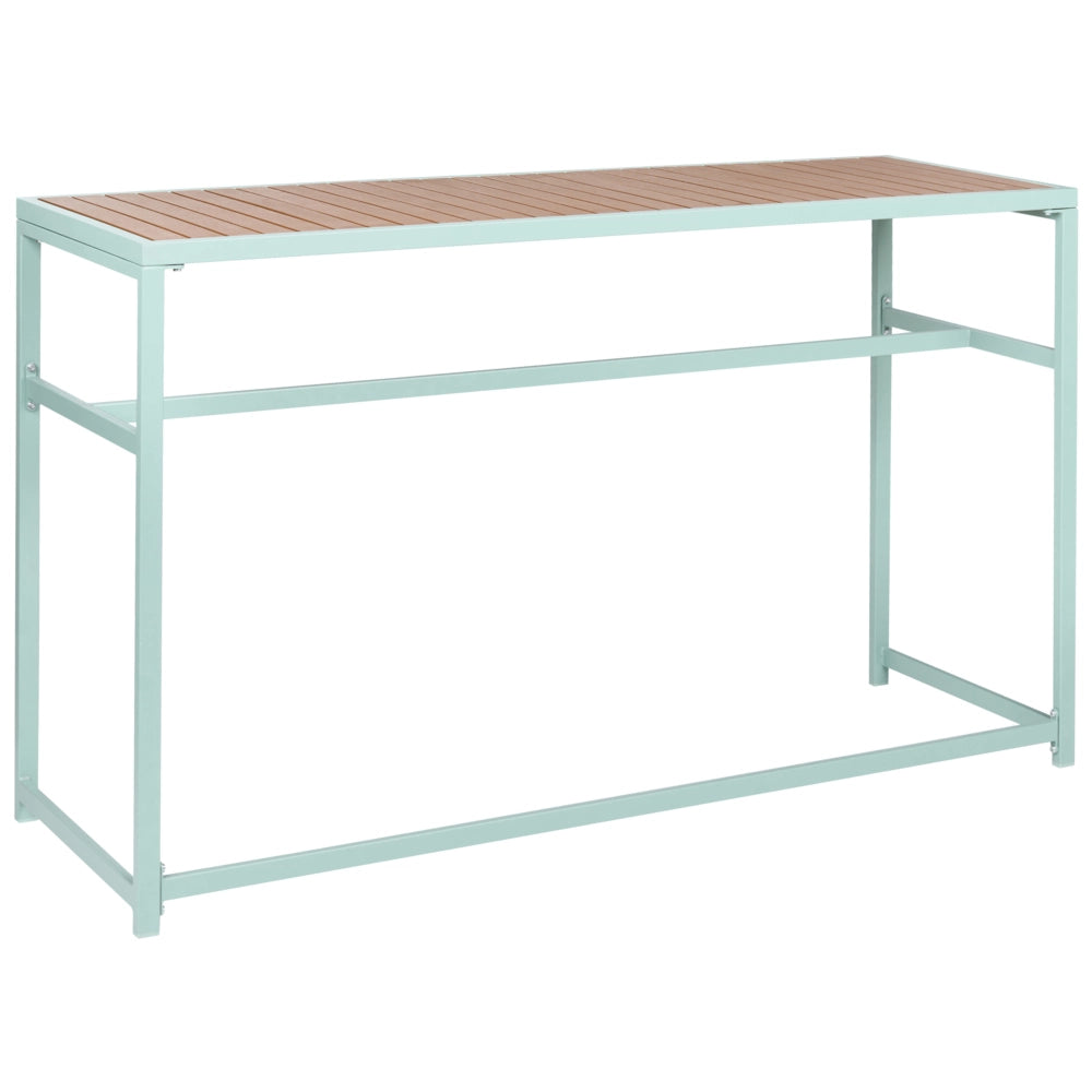 Tavolo da pranzo moderno da giardino in acciaio e polipropilene verde chiaro 150 x 50 cm per interni ed esterni