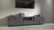 Mobile Tv 4 Anta 1 Cassetto e Ripiano a Giorno 220x44x46 cm Pongo 4A 1C Grigio Antracite Opaco