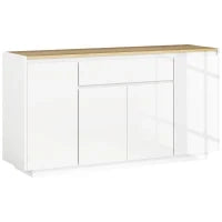 Credenza da Cucina Moderna con Cassetto e 3 Armadietti con Ripiani Regolabili, 140x40x75 cm, Bianco
