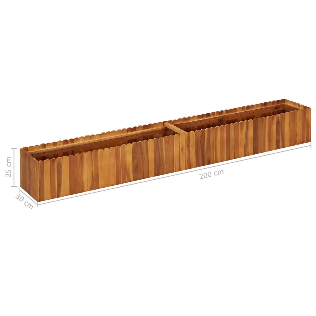 Fioriere | Cassetta per fiori | Letto Rialzato da Giardino 200x30x25 cm in Massello di Acacia