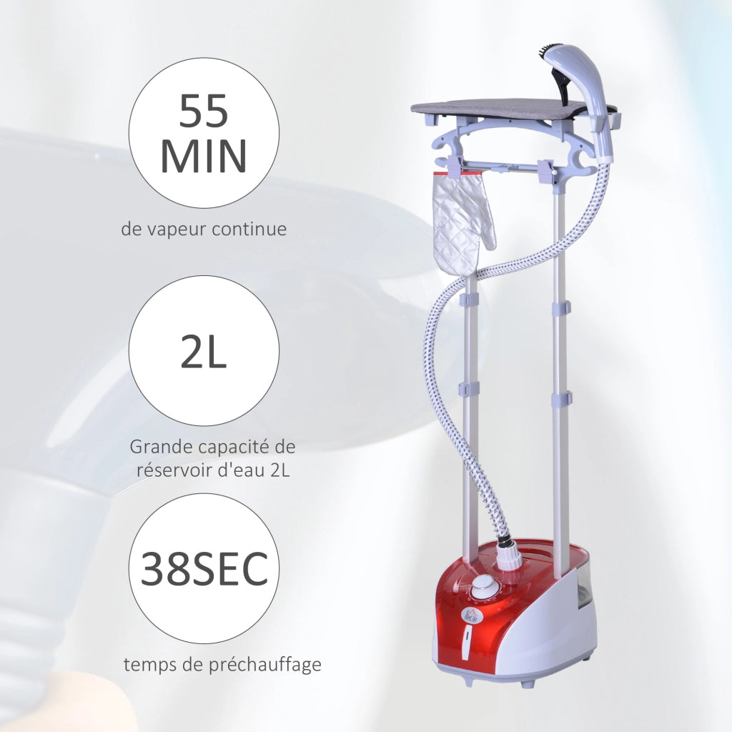 Stiravapore Verticale 1950W 32g/min ¨C zephmum ¨C Rosso, Serbatoio 2L, Asta Telescopica, 38s Pronto