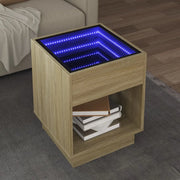 vidaXL Tavolino da Salotto con LED Infinity Rovere Sonoma 40x40x50 cm