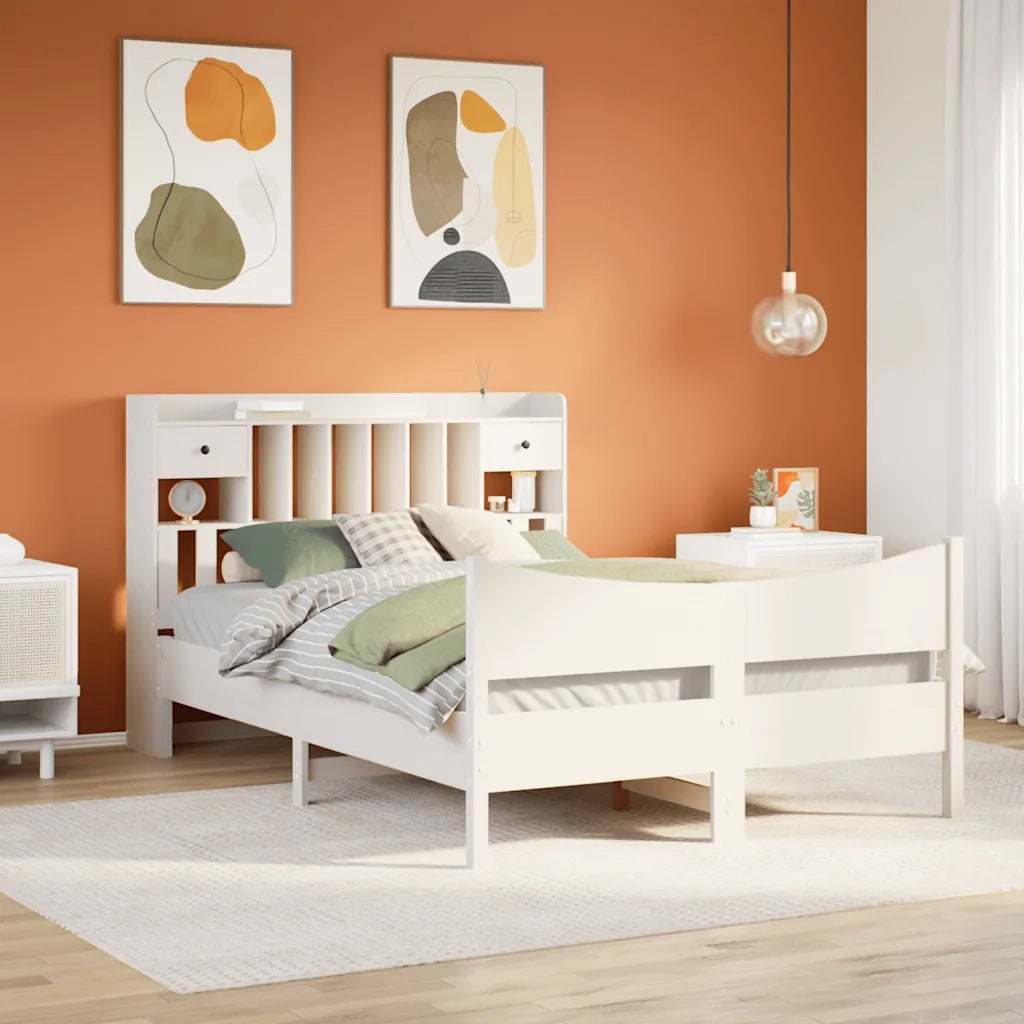 Letto senza Materasso Bianco 140x190 cm Legno Massello di Pino 3323390