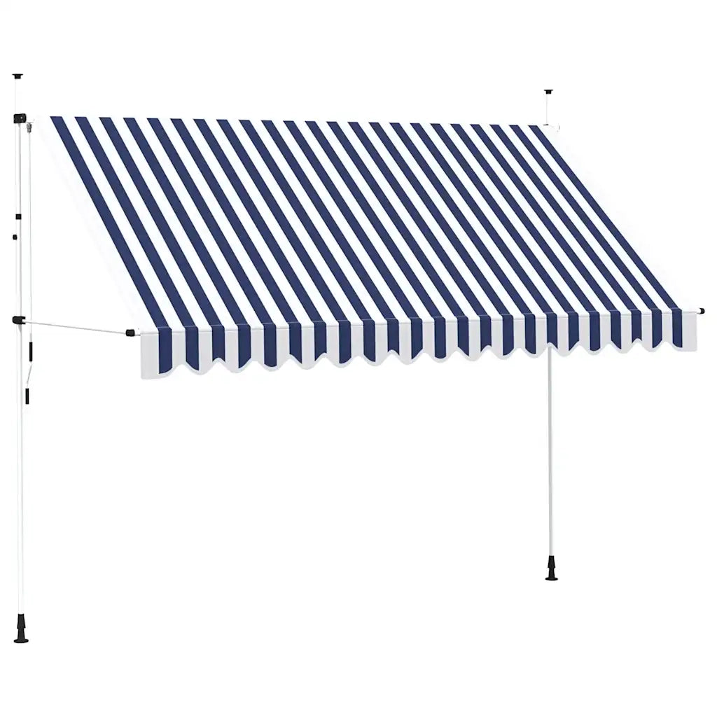 Tenda da Sole Retrattile Manuale 350 cm a Strisce Blu e Bianche 43223