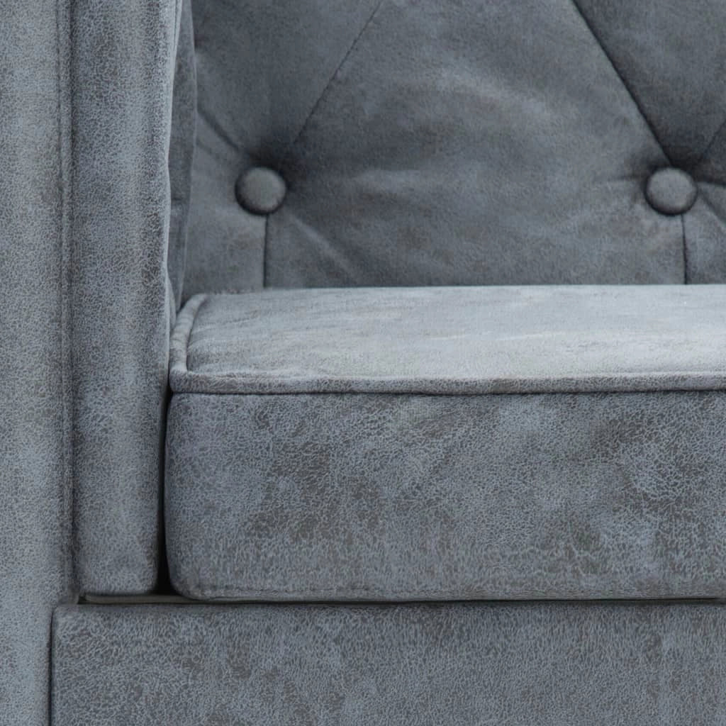 Poltrona sedia seduta lounge divano club di design rivestimento soggiorno in tessuto grigio 1102344