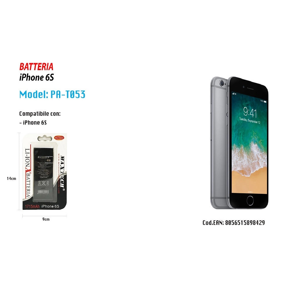 Trade Shop - Batteria Compatibile Con Iphone 6s Ricambio Smartphone Maxtech 1715mah Pa-t053 -