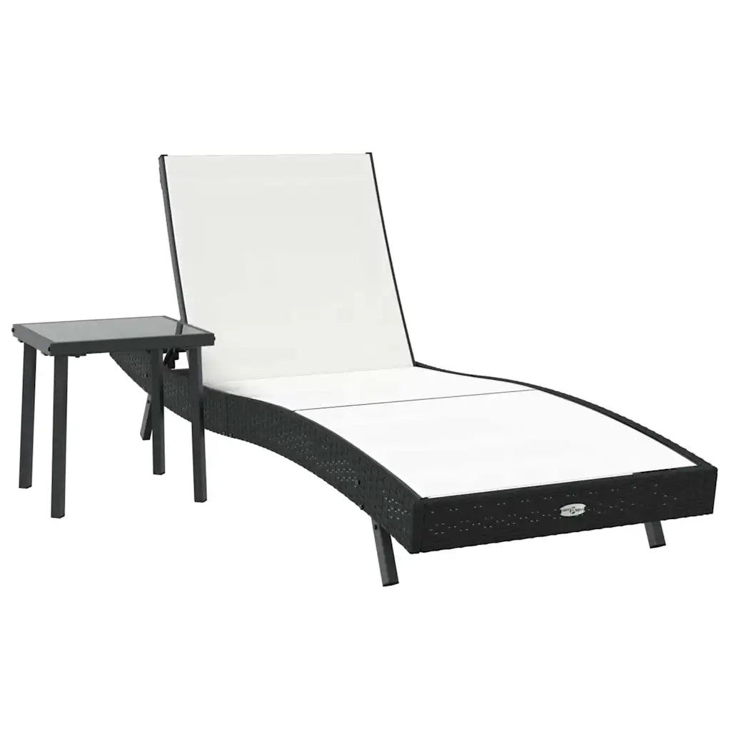 Lettino da sole 2 pcs Nero e Bianco polyrattan