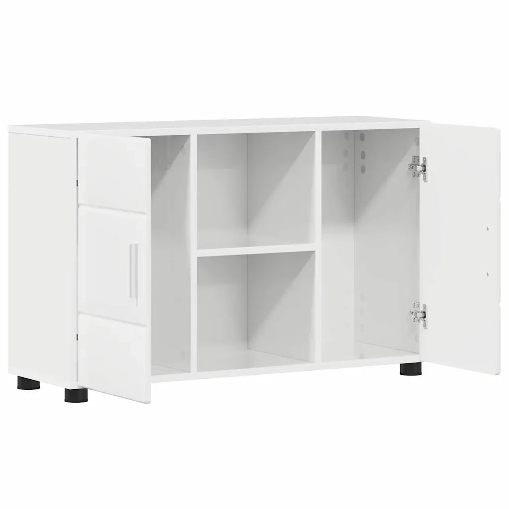 Credenza | Madia | Buffet da pranzo | Armadio da pranzo con porta FLORIN Bianco Lucido 88,5 x 30,5 x 55,5 cm